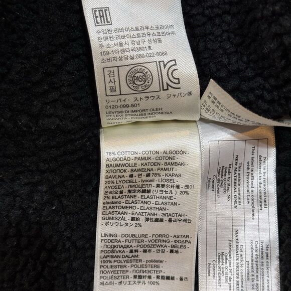 Levi’s Premium Denim Jacket Sherpa Lined Women’s XS Triple Black - Picture 10 of 16